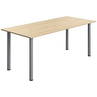 Serrion Pole Leg Rectangular Table, 1800x800mm, Oak