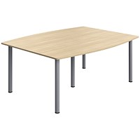 Serrion Pole Leg Barrel Shaped Table, 1800x1200mm, Oak
