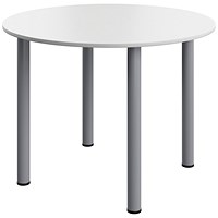 Serrion Pole Leg Round Meeting Table, 1000mm Wide, White