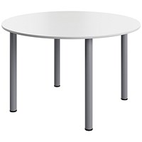 Serrion Pole Leg Round Meeting Table, 1200mm Wide, White