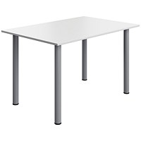 Serrion Pole Leg Rectangular Table, 1200x800mm, White