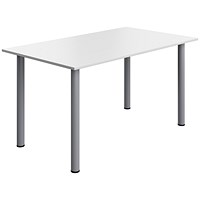 Serrion Pole Leg Rectangular Table, 1400x800mm, White