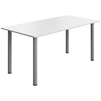 Serrion Pole Leg Rectangular Table, 1600x800mm, White
