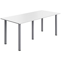 Serrion Pole Leg Rectangular Table, 1800x800mm, White