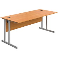 Serrion 1800mm Rectangular Desk, White Double Cantilever Legs, Beech