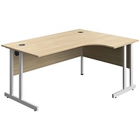 Serrion 1600mm Corner Desk, Right Hand, White Cantilever Legs, Oak