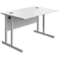Serrion 1200mm Rectangular Desk, White Double Cantilever Legs, White