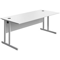 Serrion 1800mm Rectangular Desk, White Double Cantilever Legs, White