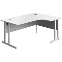Serrion 1600mm Corner Desk, Right Hand, White Cantilever Legs, White