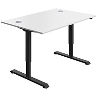 Serrion Single Motor Sit-Stand Desk, Black Leg, 1200mm, White Top