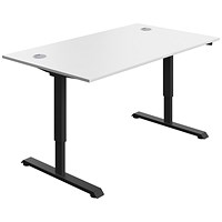 Serrion Single Motor Sit-Stand Desk, Black Leg, 1400mm, White Top