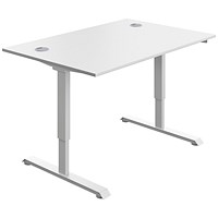 Serrion Single Motor Sit-Stand Desk, White Leg, 1200mm, White Top