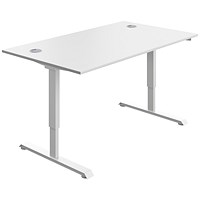 Serrion Single Motor Sit-Stand Desk, White Leg, 1400mm, White Top