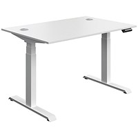 Serrion Dual Motor Sit-Stand Desk, White Leg, 1200mm, White Top