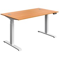 Serrion Dual Motor Sit-Stand Desk, White Leg, 1400mm, Bech Top