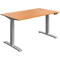Serrion Dual Motor Sit-Stand Desk, Silver Leg, 1400mm, Bech Top