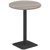 Jemini Contract Round Table, 800mm Wide, 1145mm High, Black Leg, Grey Oak