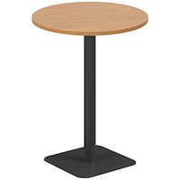 Jemini Contract Round Table, 800mm Wide, 1145mm High, Black Leg, Oak