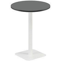 Jemini Contract Round Table, 800mm Wide, 1145mm High, White Leg, Black