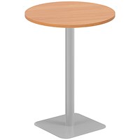 Jemini Contract Round Table, 800mm Wide, 1145mm High, Silver Leg, Beech