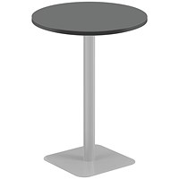 Jemini Contract Round Table, 800mm Wide, 1145mm High, Silver Leg, Black