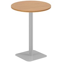 Jemini Contract Round Table, 800mm Wide, 1145mm High, Silver Leg, Oak