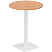 Jemini Contract Round Table, 800mm Wide, 1145mm High, White Leg, Beech
