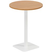 Jemini Contract Round Table, 800mm Wide, 1145mm High, White Leg, Oak