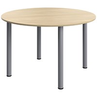 Serrion Pole Leg Round Meeting Table, 1200mm Wide, Oak