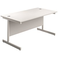 Jemini 1200mm Slim Rectangular Desk, White Cantilever Leg, White Jemini 1200mm Slim Rectangular Desk, White Cantilever Leg, White