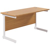 Jemini 1400mm Slim Rectangular Desk, White Cantilever Leg, Oak Jemini 1400mm Slim Rectangular Desk, White Cantilever Leg, Oak