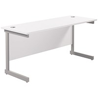 Jemini 1600mm Slim Rectangular Desk, Silver Cantilever Leg, White Jemini 1600mm Slim Rectangular Desk, Silver Cantilever Leg, White