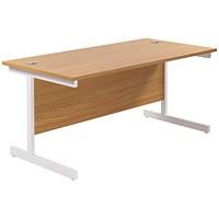 Jemini 1600mm Rectangular Desk, White Cantilever Leg, Oak Jemini 1600mm Rectangular Desk, White Cantilever Leg, Oak