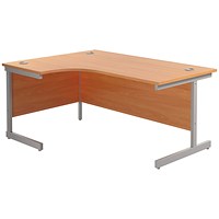Jemini 1600mm Corner Desk, Left Hand, Silver Cantilever Legs, Beech Jemini 1600mm Corner Desk, Left Hand, Silver Cantilever Legs, Beech