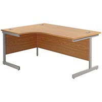 Jemini 1600mm Corner Desk, Left Hand, Silver Cantilever Legs, Oak