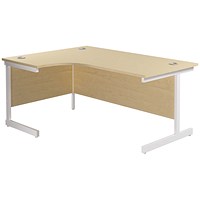 Jemini 1600mm Corner Desk, Left Hand, White Cantilever Legs, Maple Jemini 1600mm Corner Desk, Left Hand, White Cantilever Legs, Maple