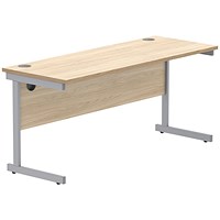 Astin 1600mm Slim Rectangular Desk, Silver Cantilever Legs, Oak