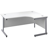 First 1600mm Corner Desk, Right Hand, Silver Cantilever Legs, White