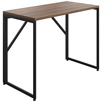 Jemini Folding Desk, 1000mm, Walnut Top, Black Leg