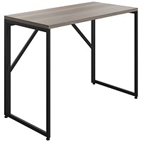 Jemini Folding Desk, 1000mm, Grey Oak Top, Black Leg