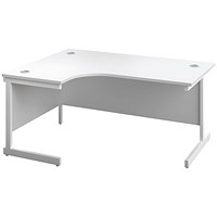 First 1600mm Corner Desk, Left Hand, White Cantilever Legs, White