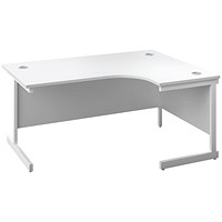 First 1600mm Corner Desk, Right Hand, White Cantilever Legs, White