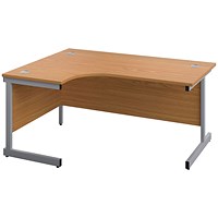 First 1800mm Corner Desk, Left Hand, Silver Cantilever Legs, Oak