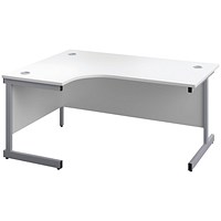 First 1800mm Corner Desk, Left Hand, Silver Cantilever Legs, White