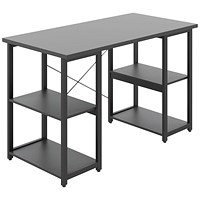 Jemini Soho Desk with Straight Shelves 1200x600x770mm Black/Black Leg