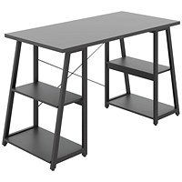 Jemini Soho Desk with Angled Shelves Black/Black Leg