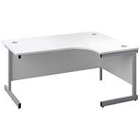 First 1800mm Corner Desk, Right Hand, Silver Cantilever Legs, White