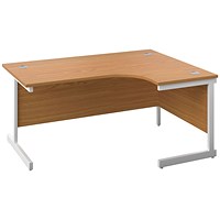 First 1800mm Corner Desk, Right Hand, White Cantilever Legs, Oak