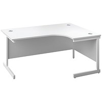 First 1800mm Corner Desk, Right Hand, White Cantilever Legs, White