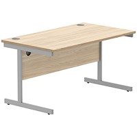 Astin 1400mm Rectangular Desk, Silver Cantilever Legs, Oak